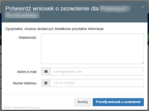 Potwierdzenie wniosku o zezwolenie na reprezentowanie podmiotu w DIWASS