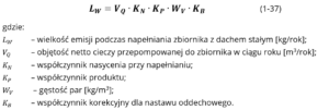 Wzór na roczną emisję podczas napełniania zbiornika z dachem stałym