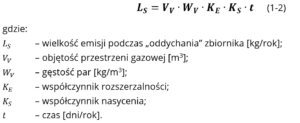 Wzór na emisję podczas oddychania zbiornika
